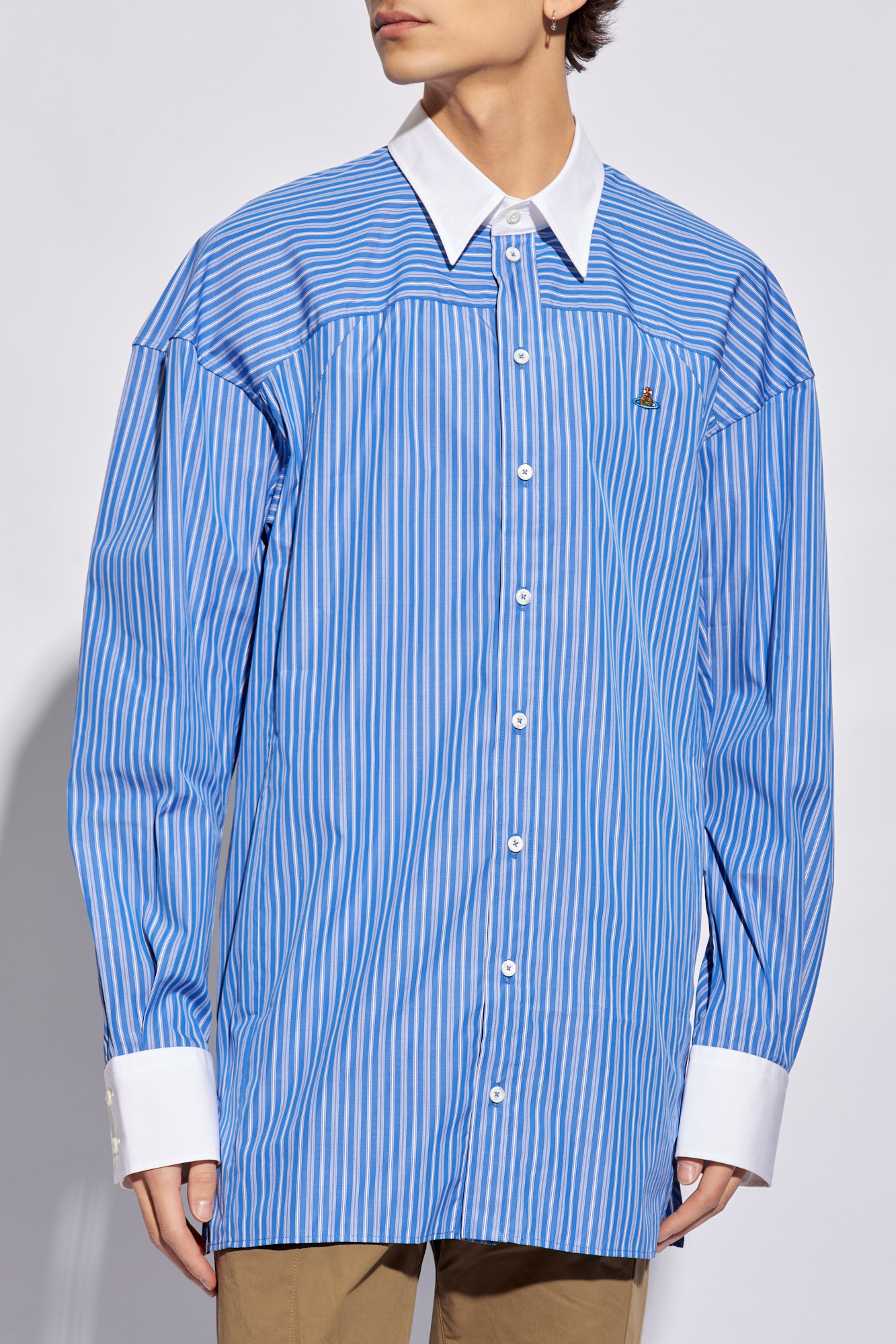 SchaferandweinerShops SX - Blue 'Football' striped shirt SchaferandweinerShops SX - Blue 'Football' striped shirt